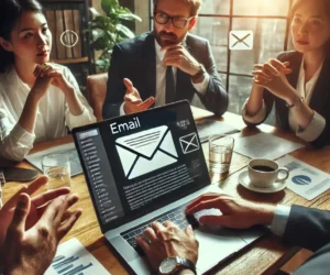 Équipe de professionnels rédigeant des emails