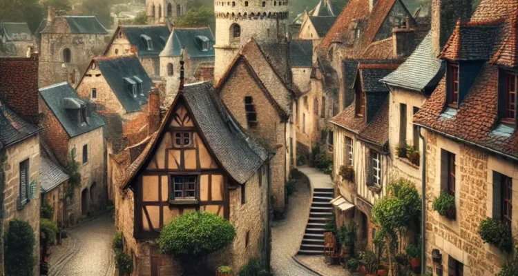 Vieux village marquant origines de la langue française