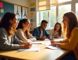Individus en train d'apprendre le français