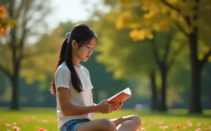 Une personne en train de lire pour apprendre le français